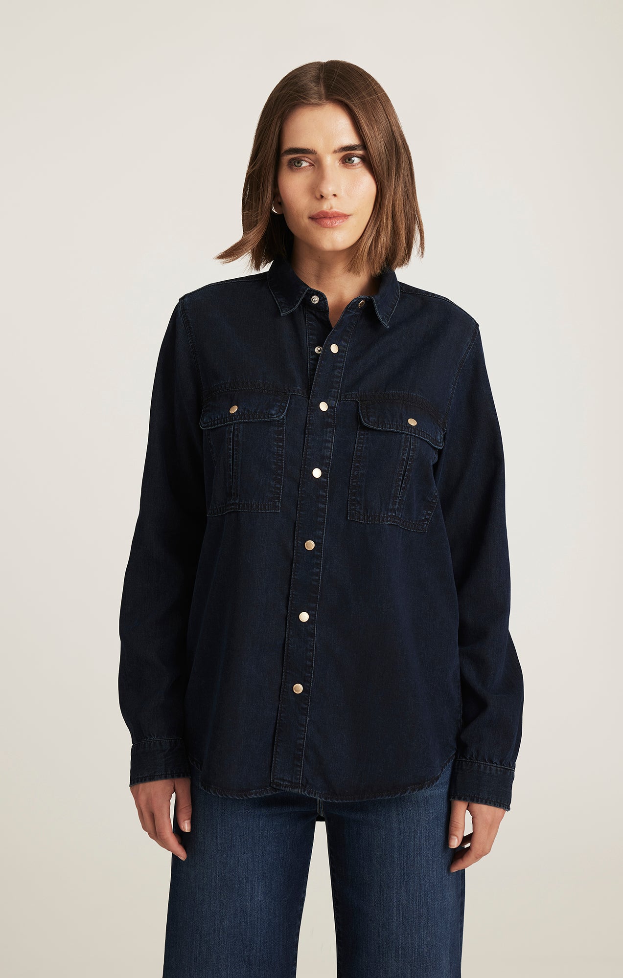 Mavi Women's Nia Denim Shirt In Ink Gold Premium Mavi Women's Nia Denim Shirt In Ink Gold Premium