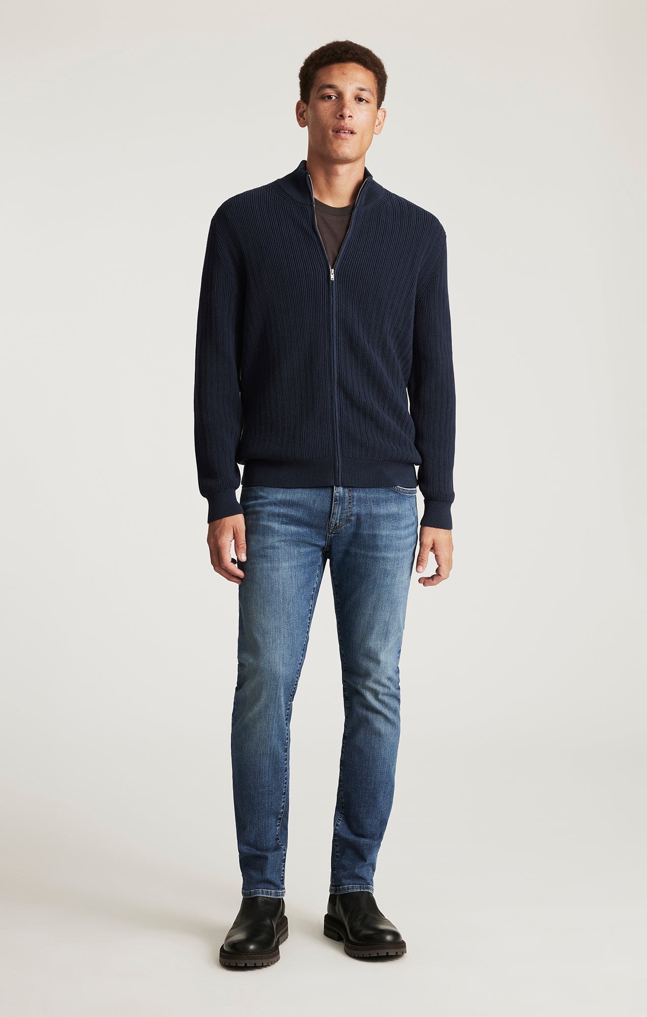 FULL ZIP CARDIGAN IN TOTAL ECLIPSE - Mavi Jeans