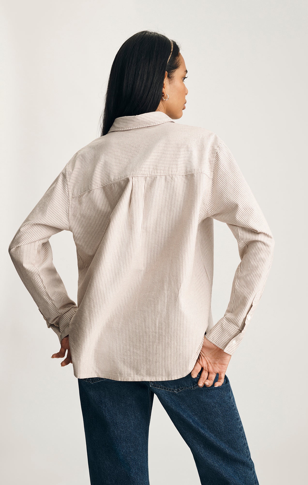 ONE POCKET BUTTON-UP SHIRT IN BURGUNDY STRIPED - Mavi Jeans