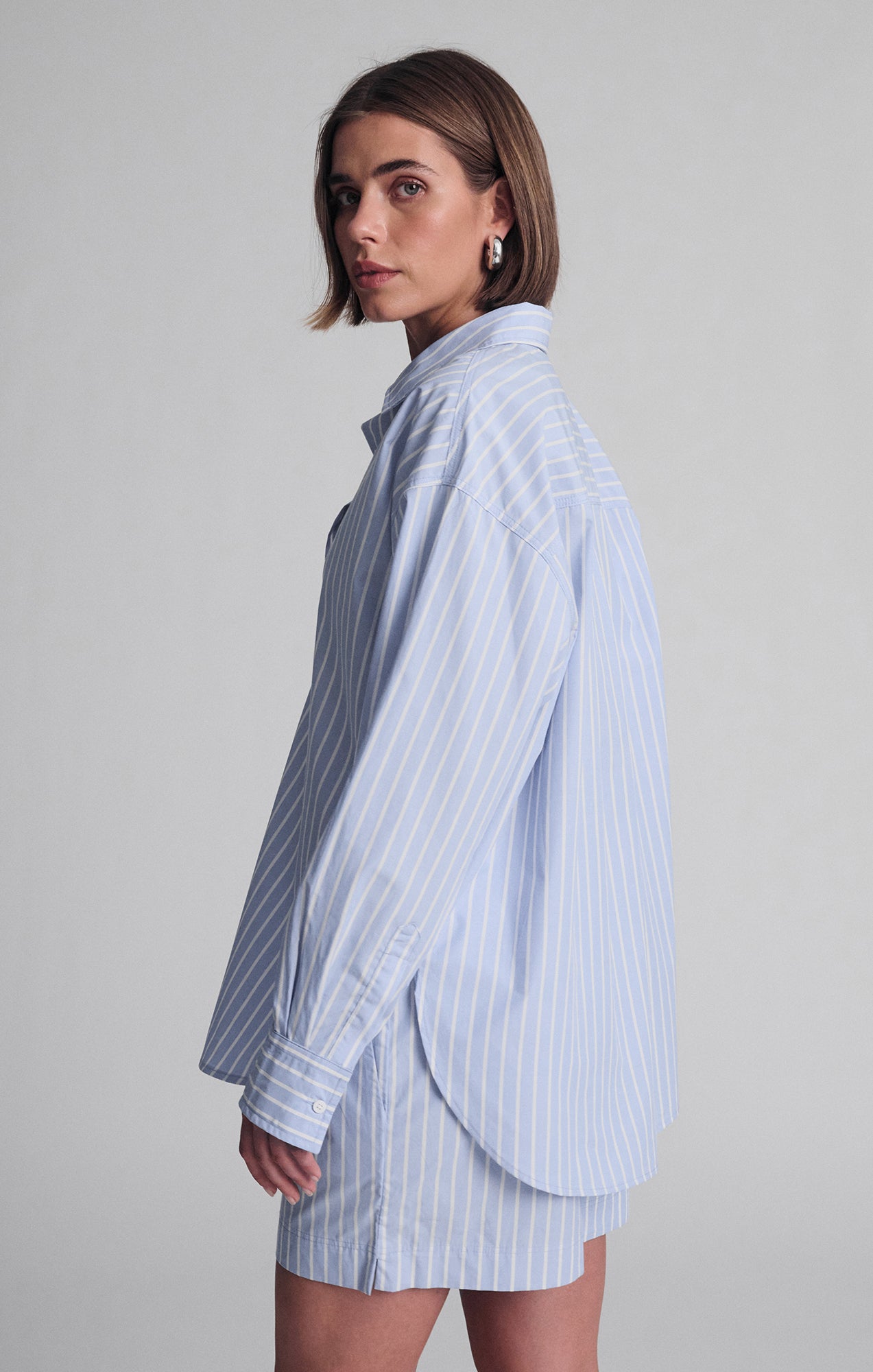 LONG SLEEVE BUTTON-UP SHIRT IN BLUE STRIPE - Mavi Jeans