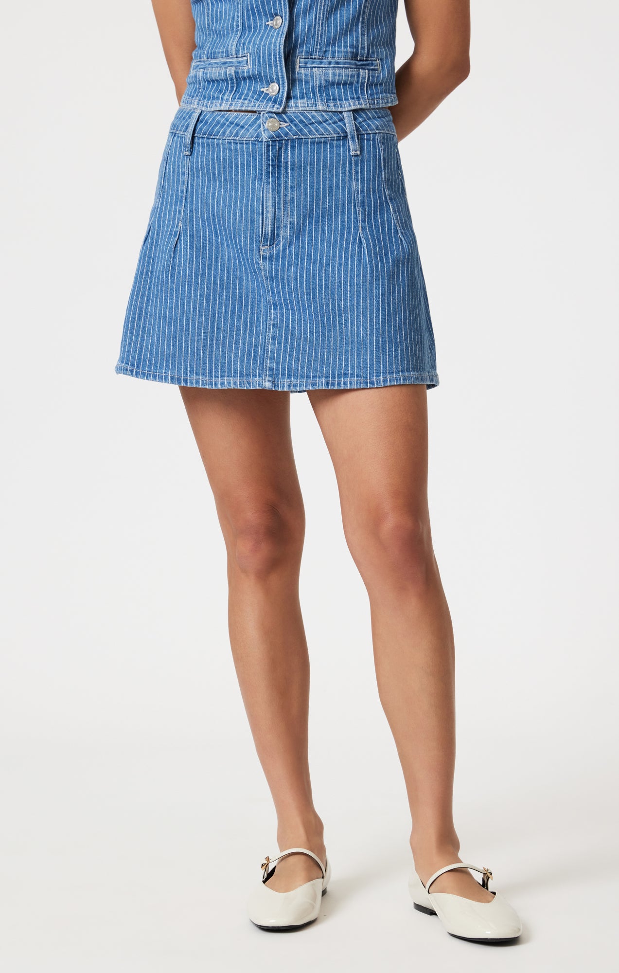 SUMMER DENIM SKIRT IN BLUE STRIPE DENIM - Mavi Jeans