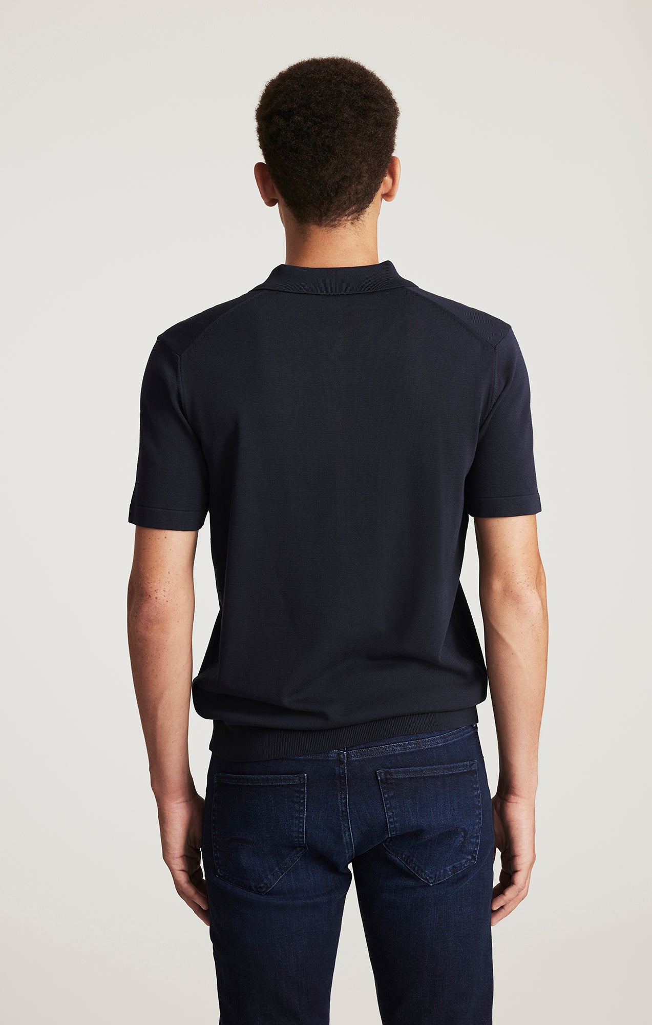 EDITION SHORT SLEEVE POLO SWEATER IN TOTAL ECLIPSE - Mavi Jeans