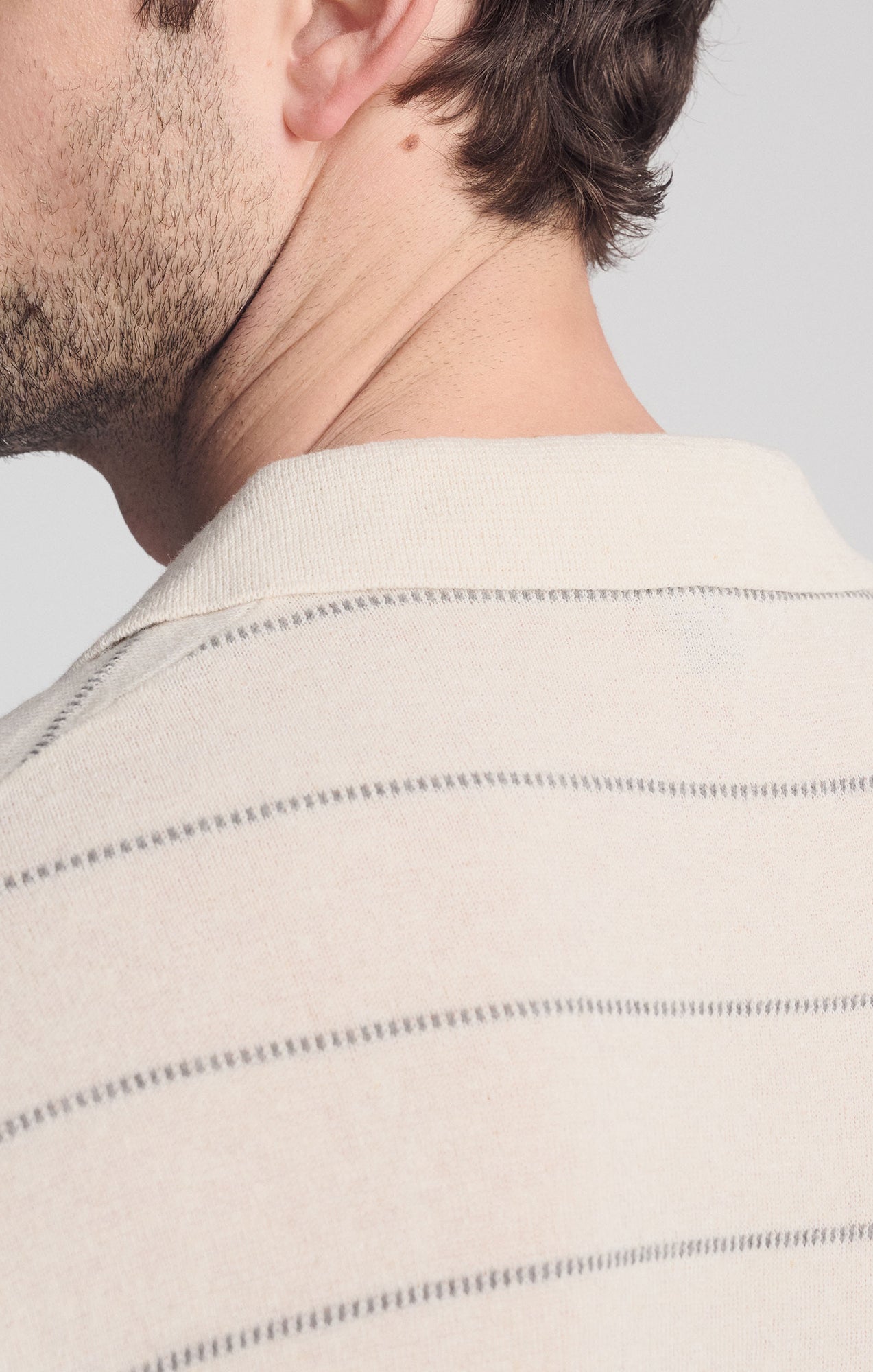 POLO SHORT SLEEVE SWEATER IN ANTIQUE WHITE - Mavi Jeans