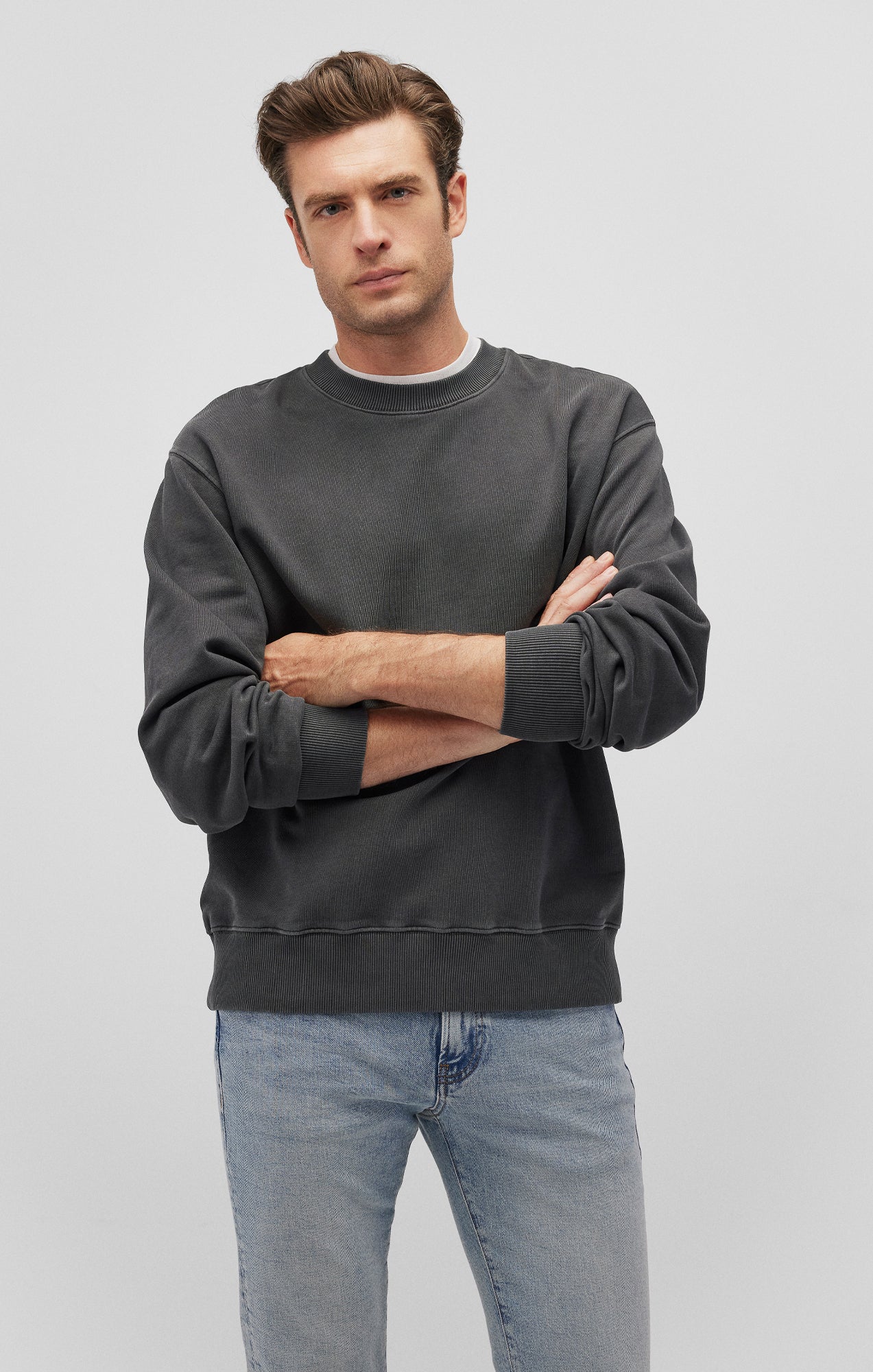 Mavi Men's Crew Neck Sweatshirt In Pirate Black – Mavi Jeans