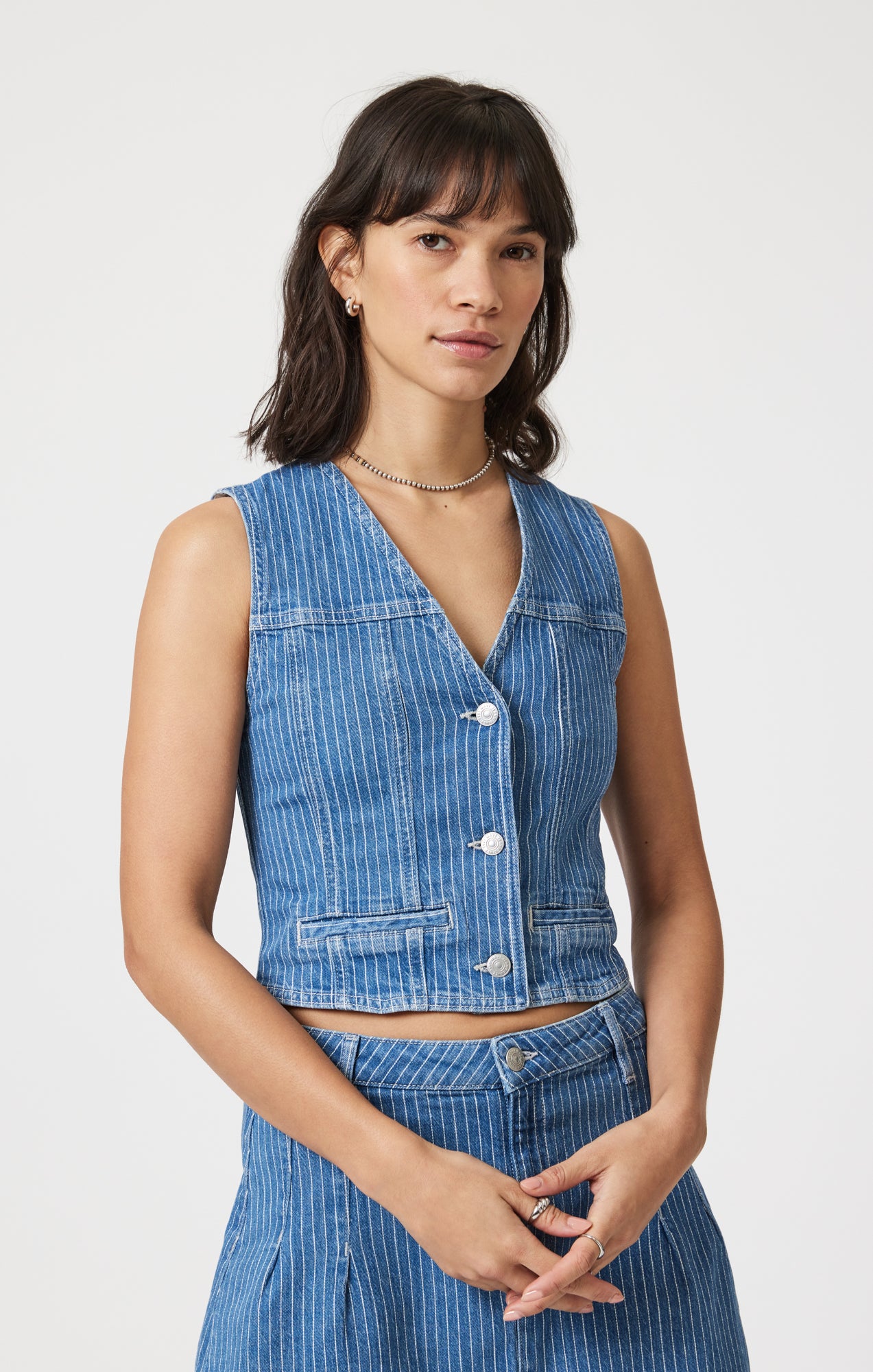 MERLIN VEST IN BLUE STRIPE DENIM - Mavi Jeans