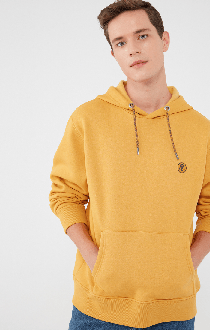 Mavi Men's Hooded Sweatshirt In Mustard