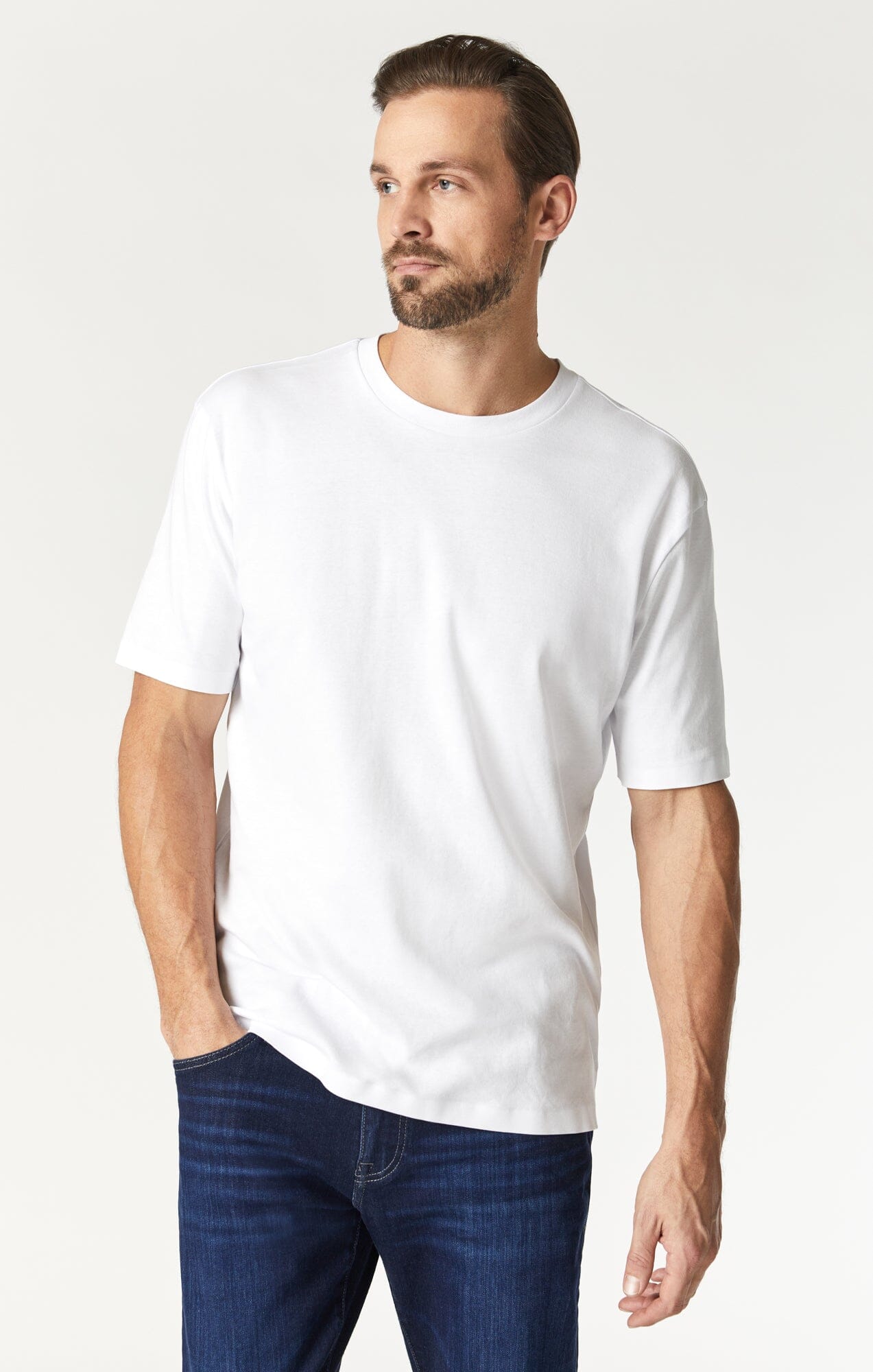 Match Top Tee T-shirt Hommes - Bleu Clair , Blanc