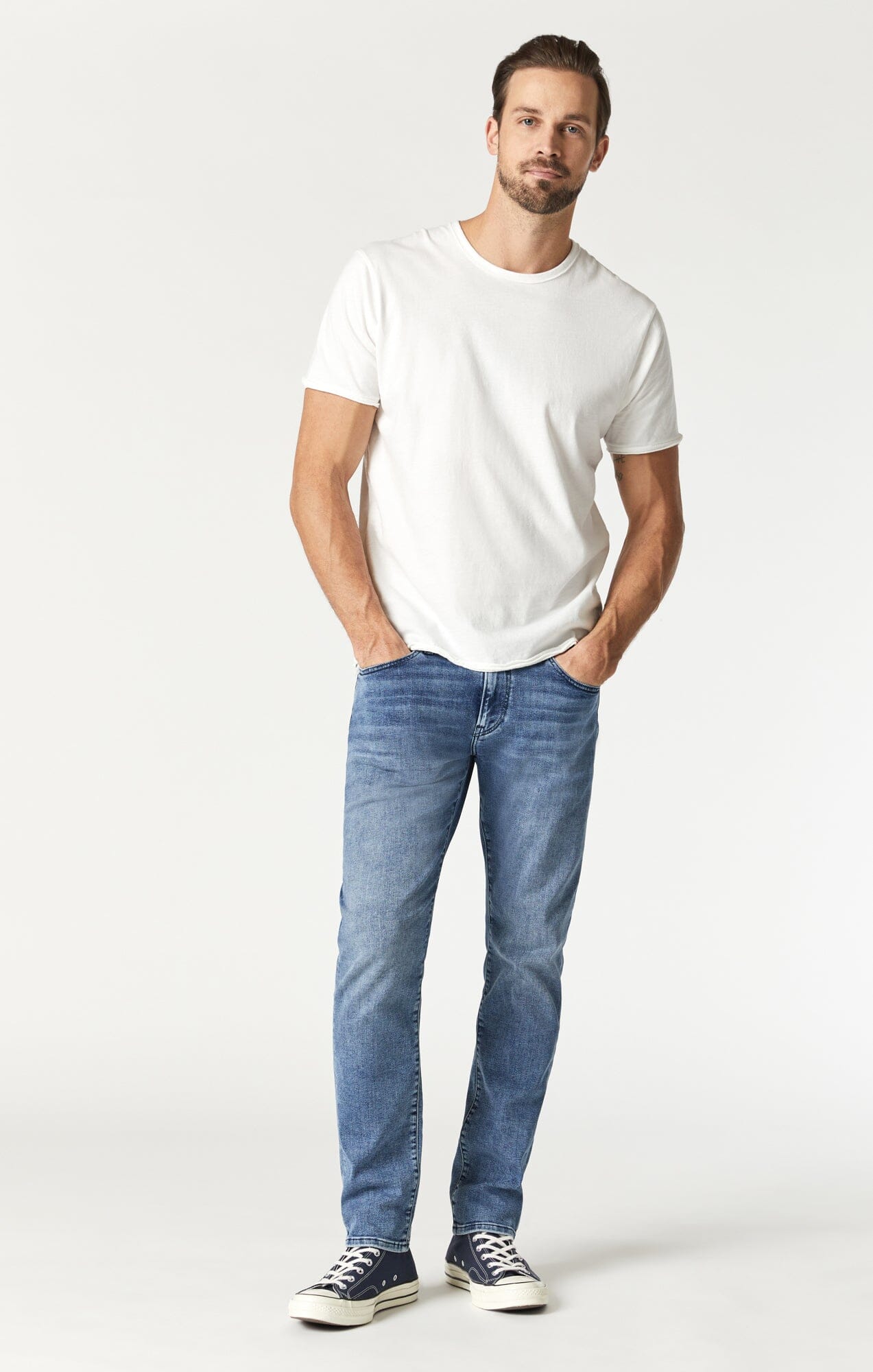 RAW EDGE NECK T-SHIRT IN BLANC DE BLANC - Mavi Jeans