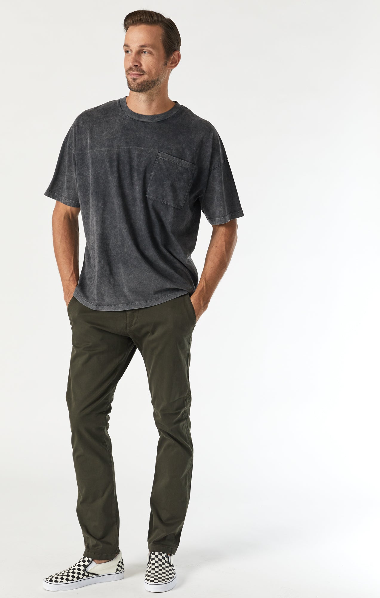 Mavi Men's Johnny Slim Chino in Dark Green Twill