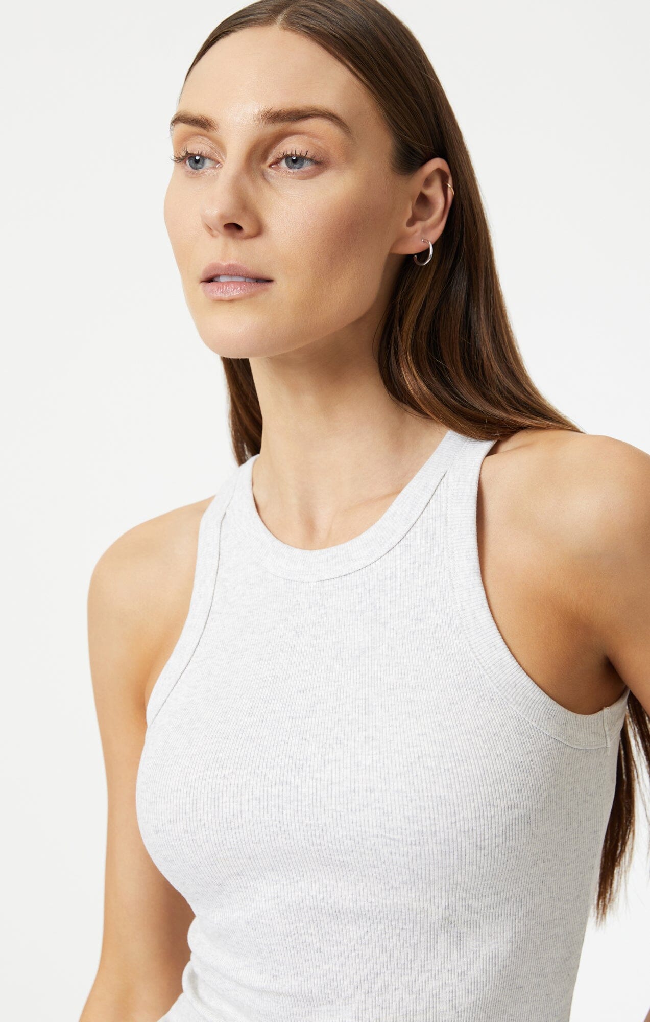 RACER BACK TANK TOP IN SNOW GREY MELANGE - Mavi Jeans