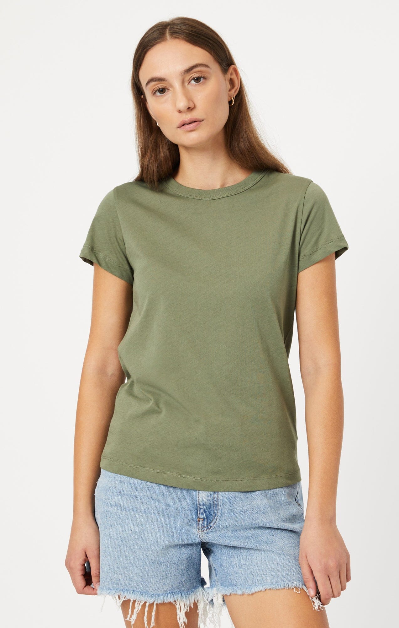 SLIM CREW NECK T-SHIRT IN DEEP LICHEN GREEN - Mavi Jeans