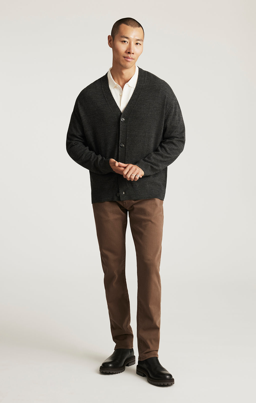 BUTTON-UP CARDIGAN IN ANTHRACITE MELANGE - Mavi Jeans