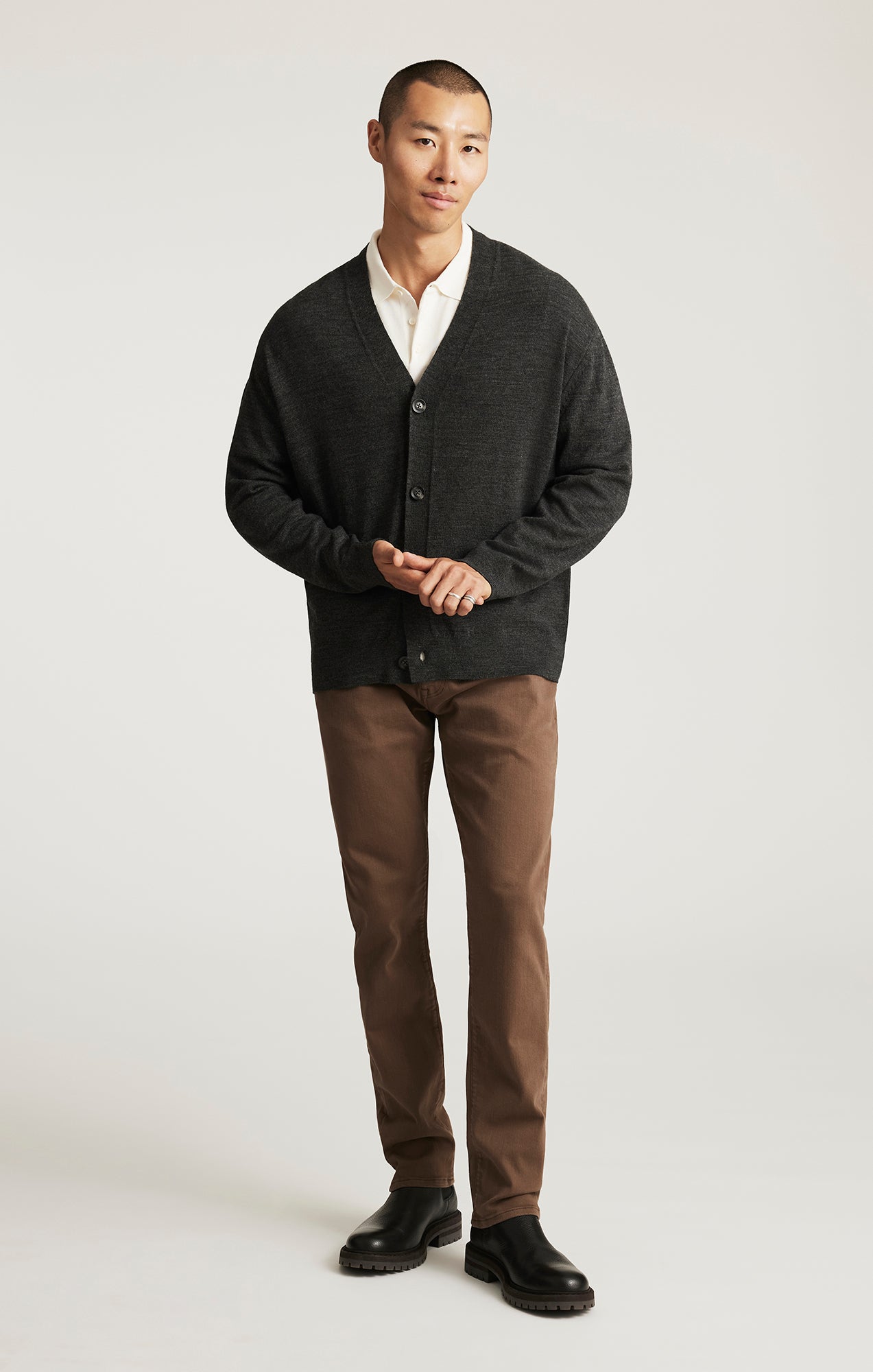 BUTTON-UP CARDIGAN IN ANTHRACITE MELANGE - Mavi Jeans