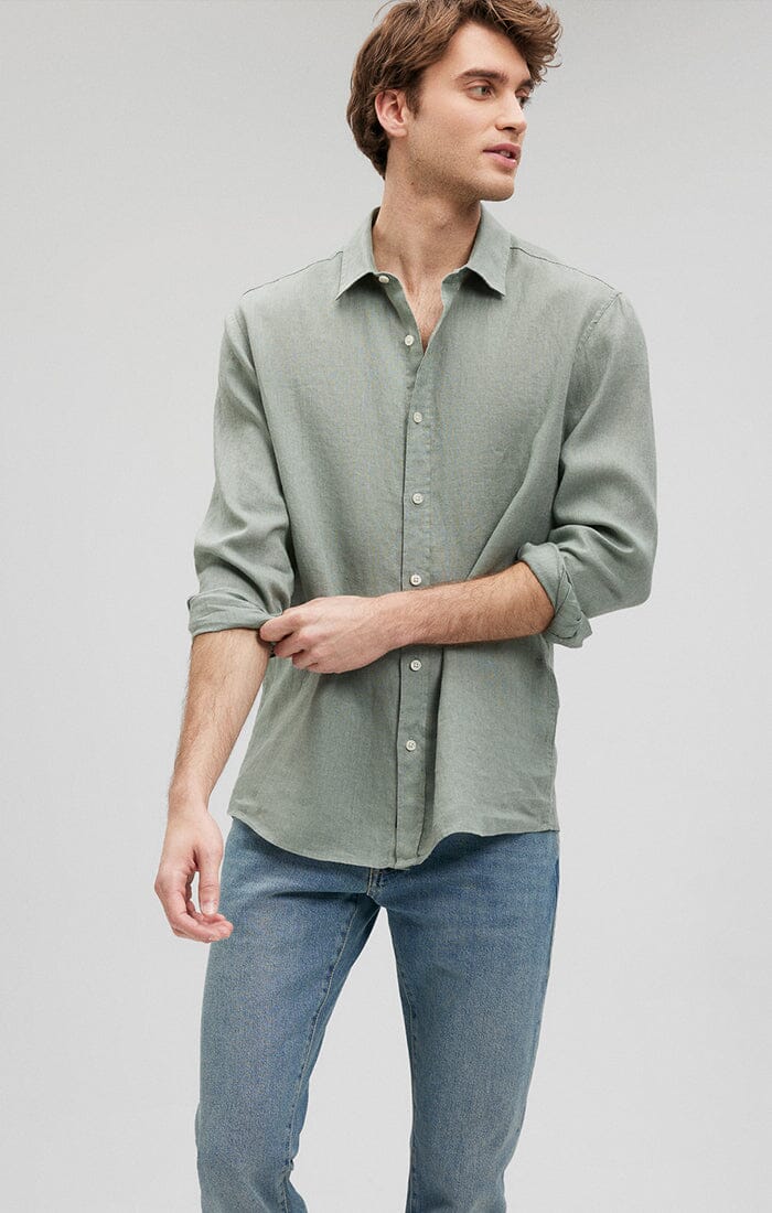 Mavi Men s Linen Button Up Shirt In Chinois Green