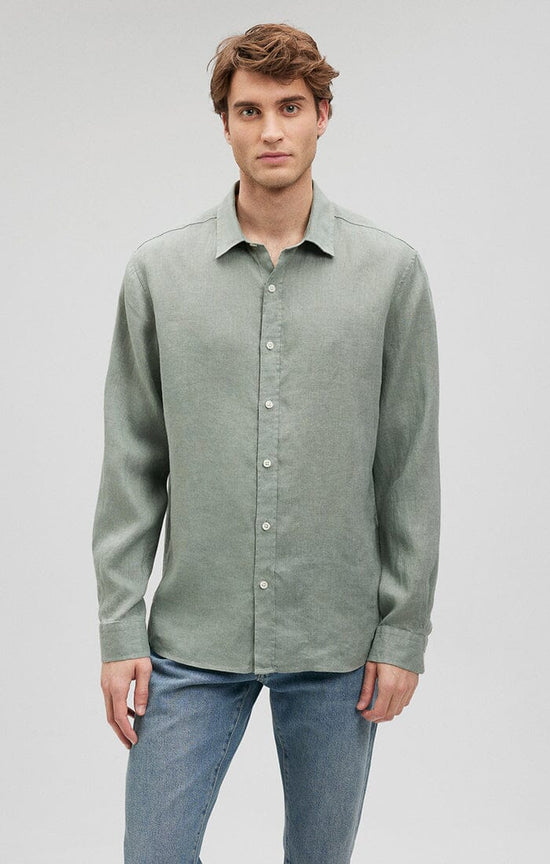 Mavi Men's Linen Button-Up Shirt In Chinois Green