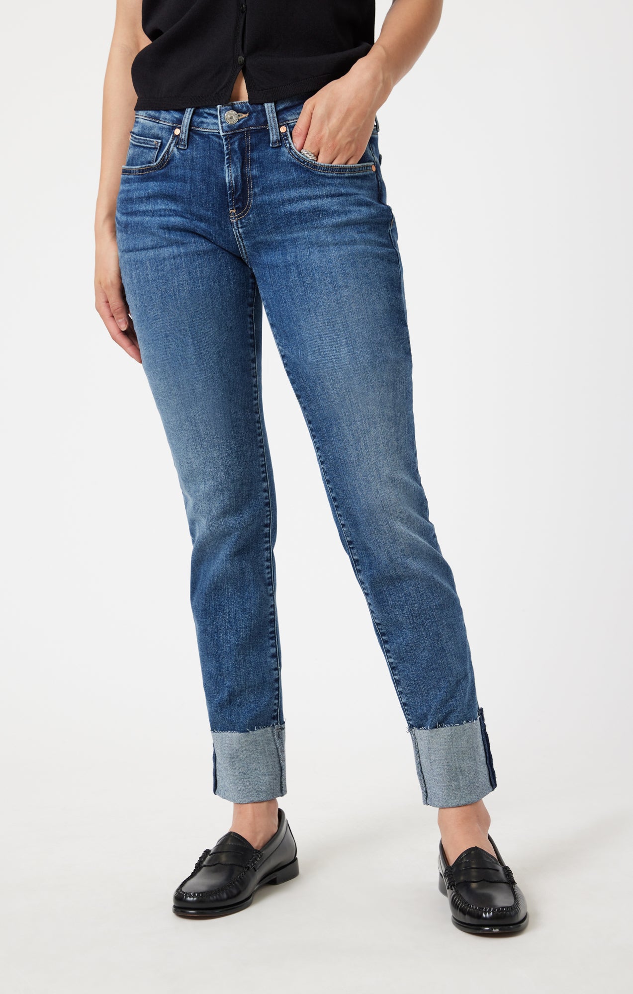 Mavi Women's Emma Slim Boyfriend In Mid Used Flex Blue – Mavi Jeans
