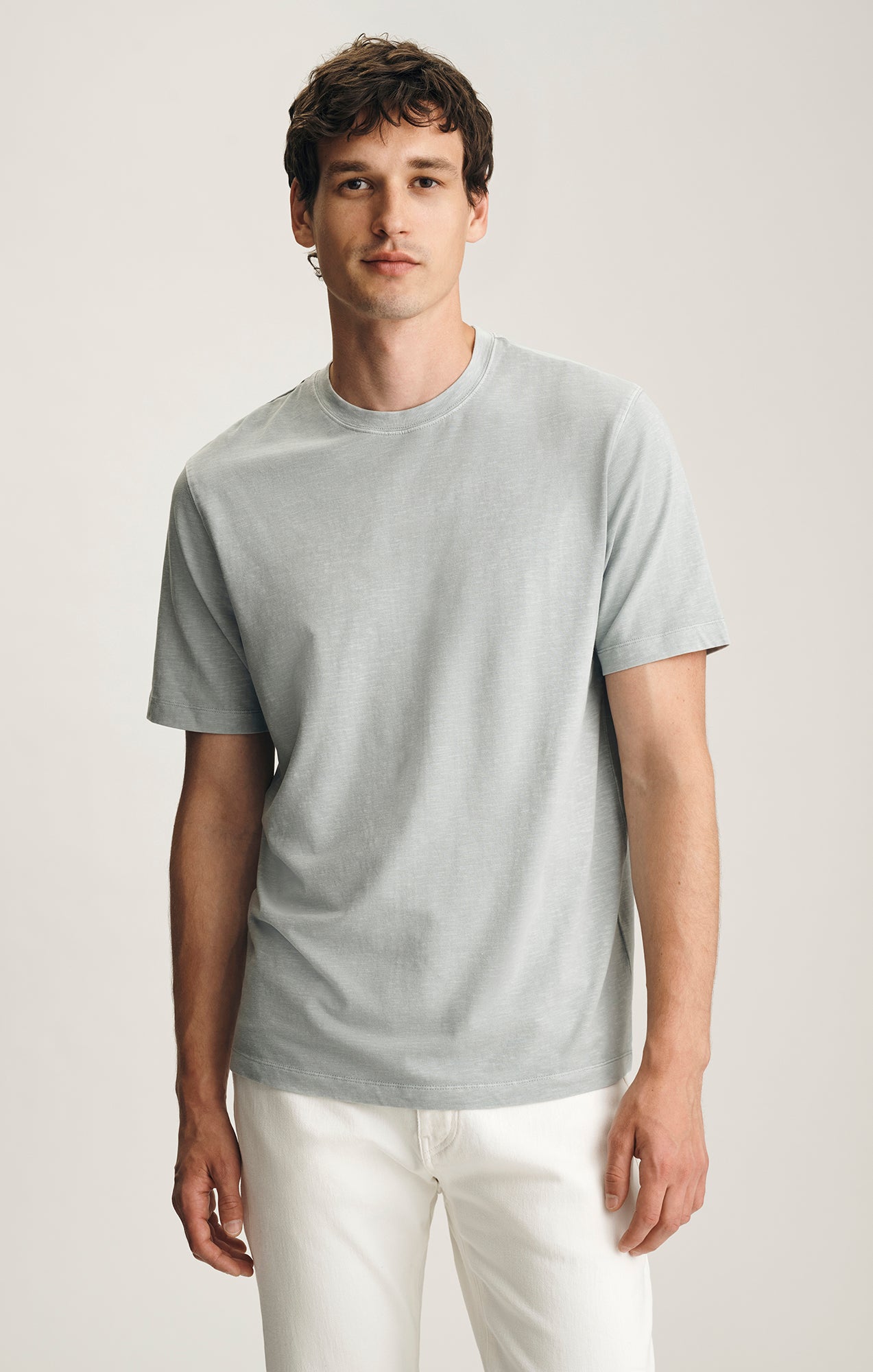 SOFT SLUB CREW NECK T-SHIRT IN AQUA GREY - Mavi Jeans