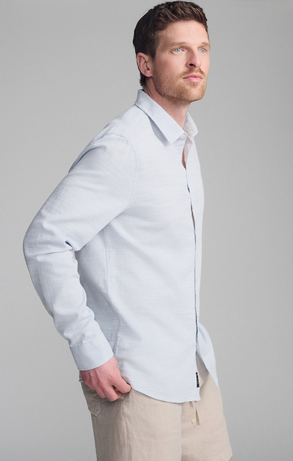 LONG SLEEVE BUTTON-UP SHIRT IN BLUE YONDER - Mavi Jeans