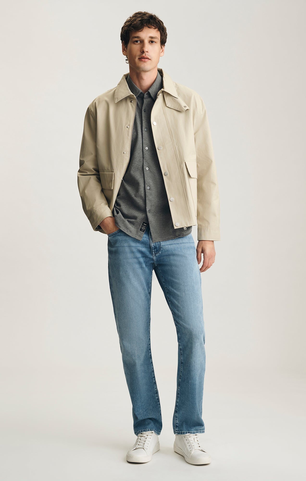 BUTTON-UP SHIRT IN DARK GREY MELANGE - Mavi Jeans