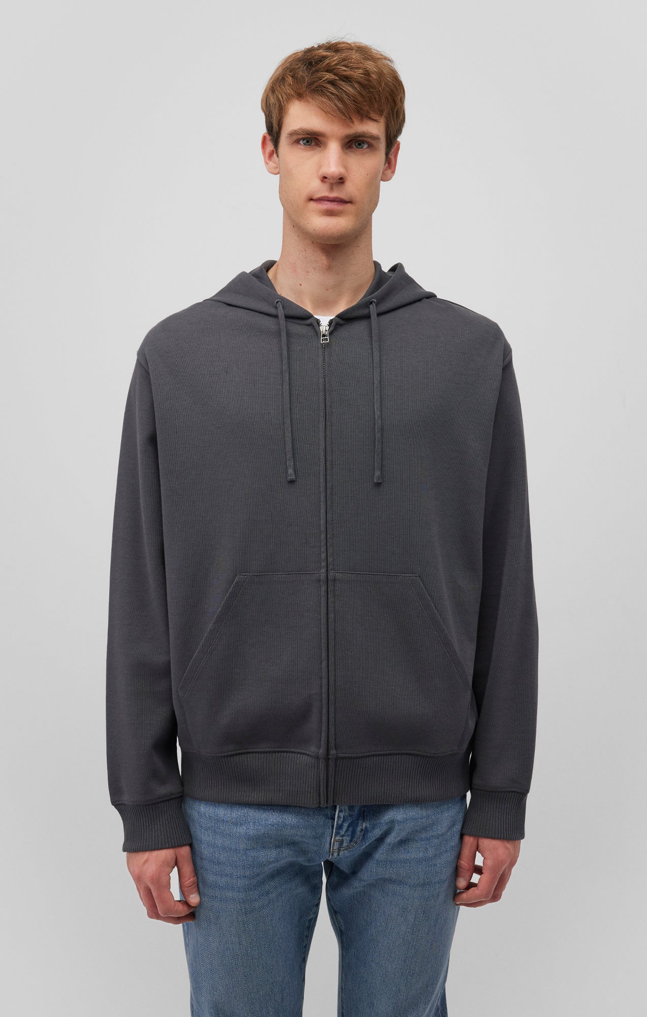 FULL ZIP HOODIE IN PIRATE BLACK - Mavi Jeans