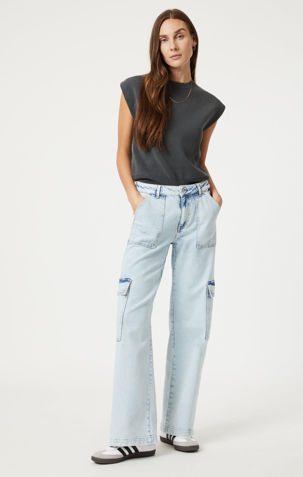 Blue cargo pants in casual style. ⭐ Women's clothing store TM AZURI