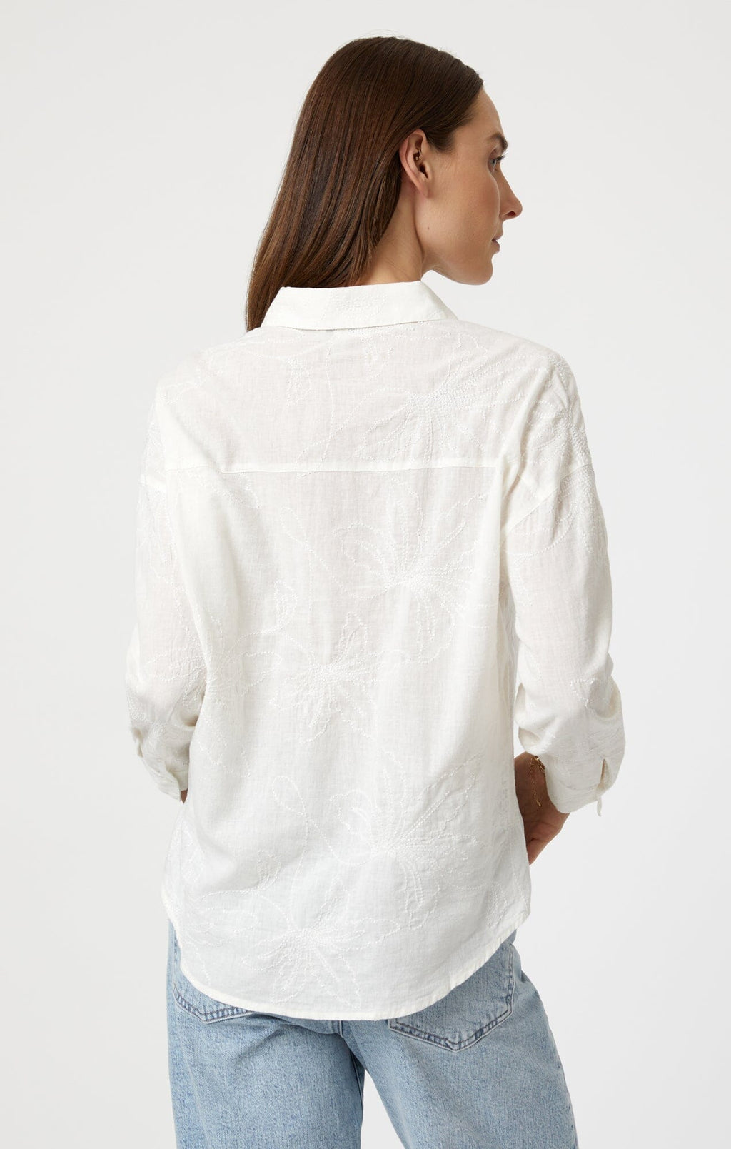 JACQUARD LONG SLEEVE SHIRT IN WHITE - Mavi Jeans