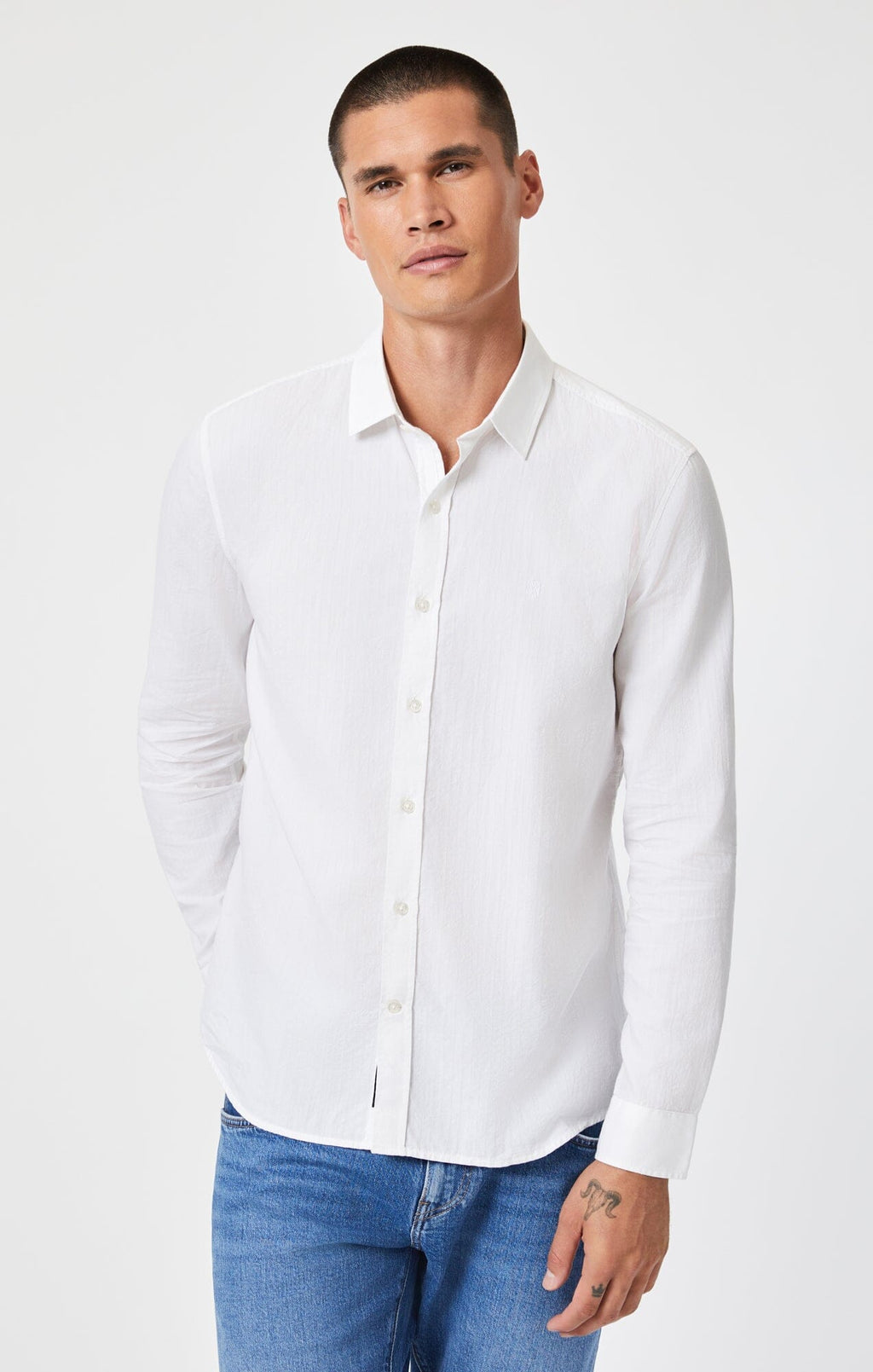 BUTTON-UP LONG SLEEVE SHIRT IN WHITE - Mavi Jeans