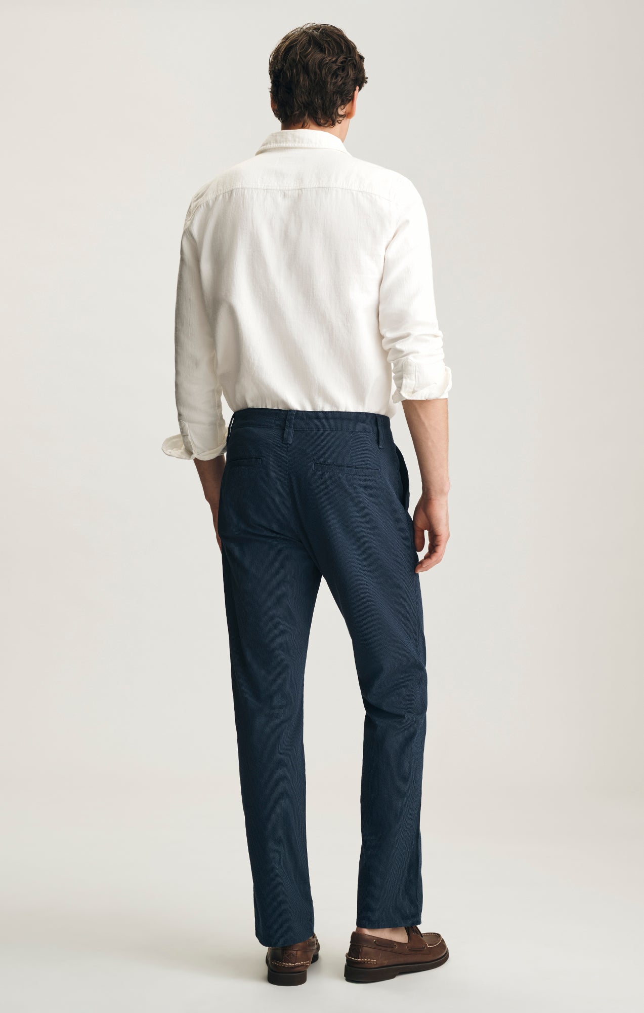 WILL PLEATED STRAIGHT CHINO IN NAVY STRIPE SEERSUCKER - Mavi Jeans