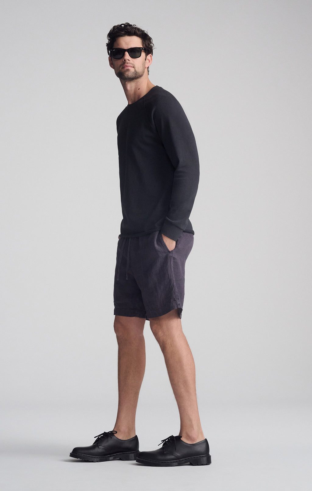 JERSEY LONG SLEEVE T-SHIRT IN PIRATE BLACK - Mavi Jeans