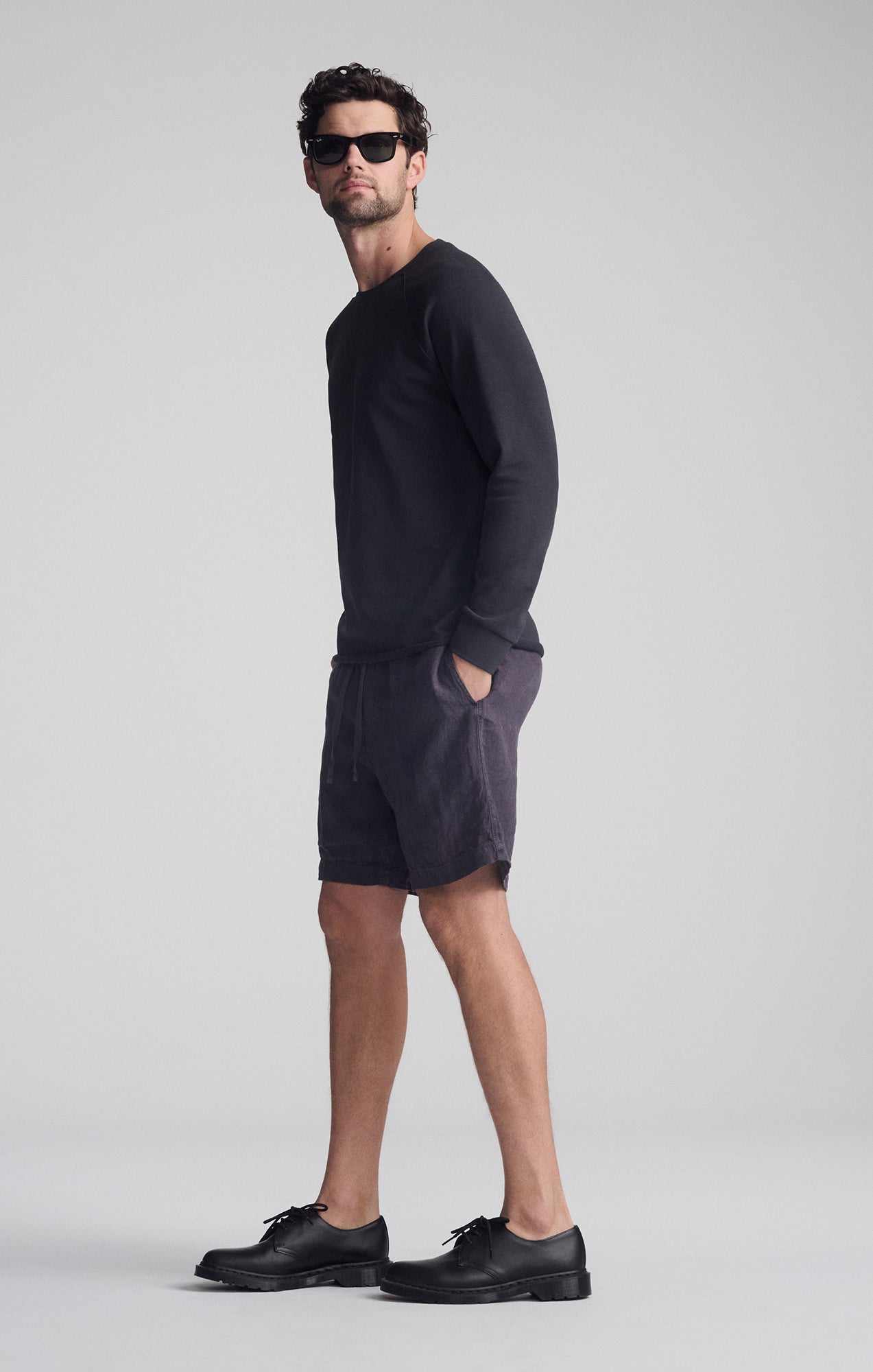 JERSEY LONG SLEEVE T-SHIRT IN PIRATE BLACK - Mavi Jeans