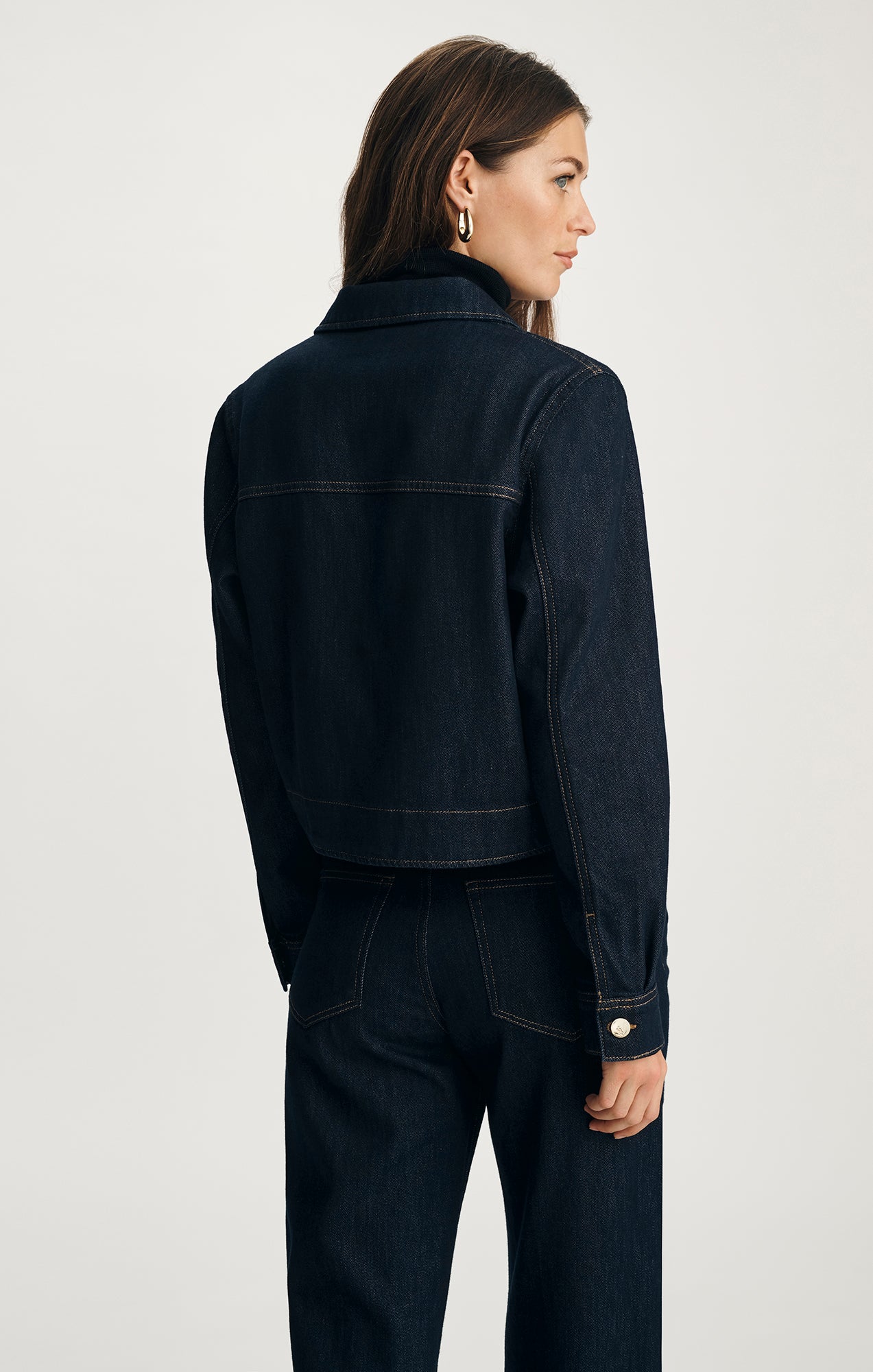 TANYA DENIM JACKET IN DARK BLUE SHINY GOLD PREMIUM