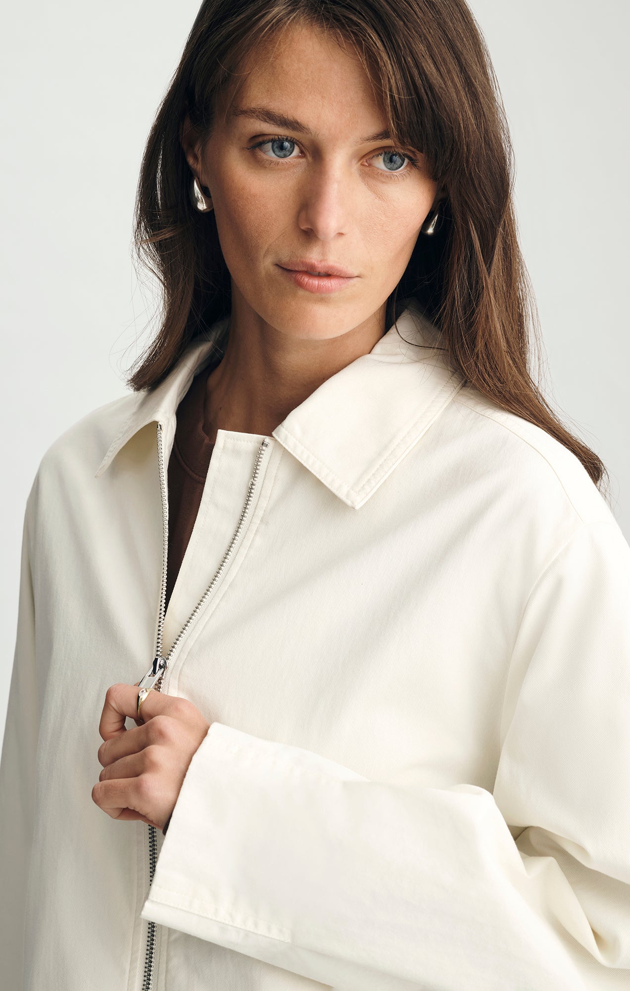 Mavi Women's Oversized Zip Jacket In Vanilla Ice – Mavi Jeans
