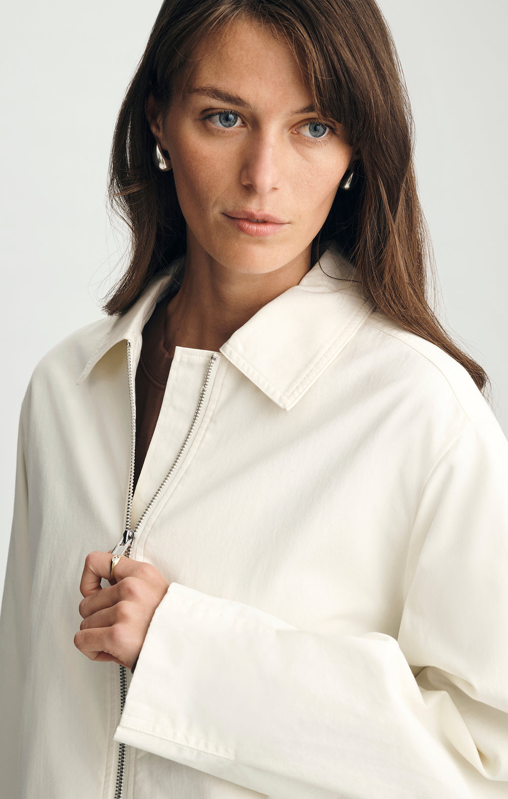 OVERSIZED ZIP JACKET IN VANILLA ICE - Mavi Jeans