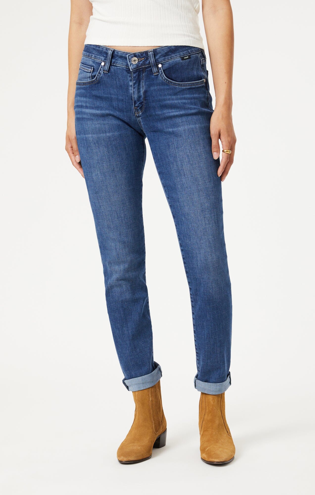 EMMA SLIM BOYFRIEND IN DARK BRUSHED FEATHER BLUE - Mavi Jeans