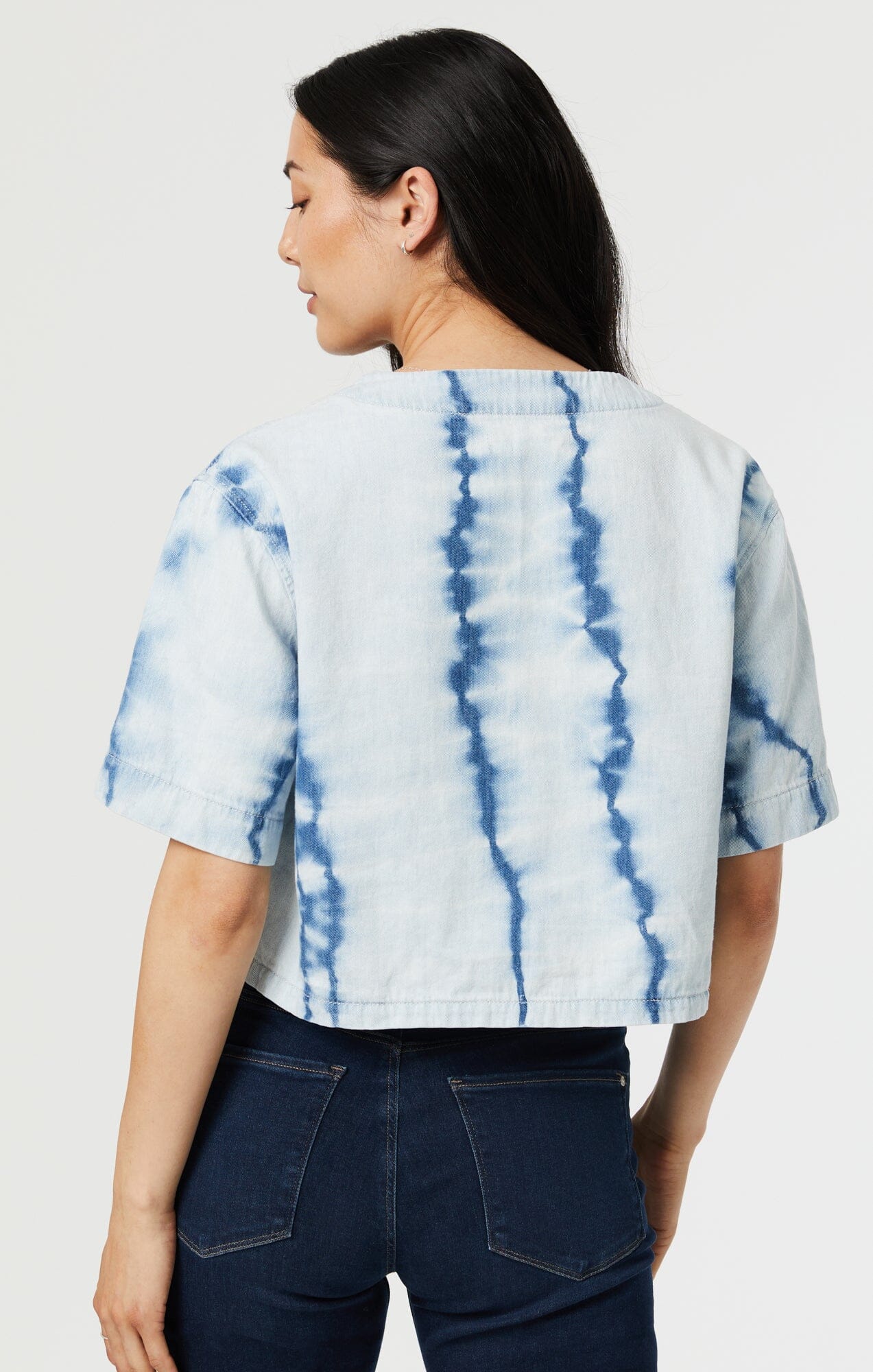 Mavi Jeans Women's Tie Dye Crop Denim Shirt