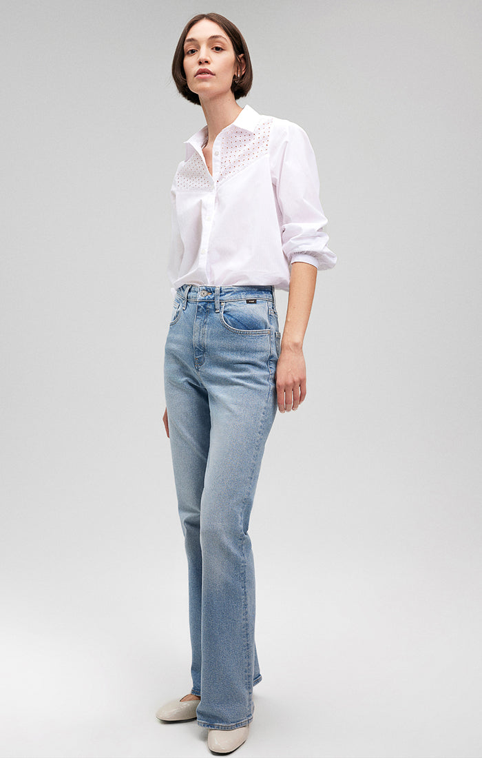 Mavi Women's Lace Detail Button-Up Shirt In White