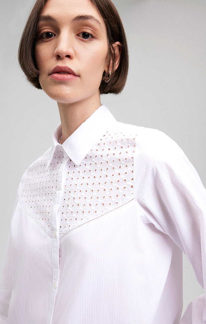 Mavi Women's Lace Detail Button-Up Shirt In White