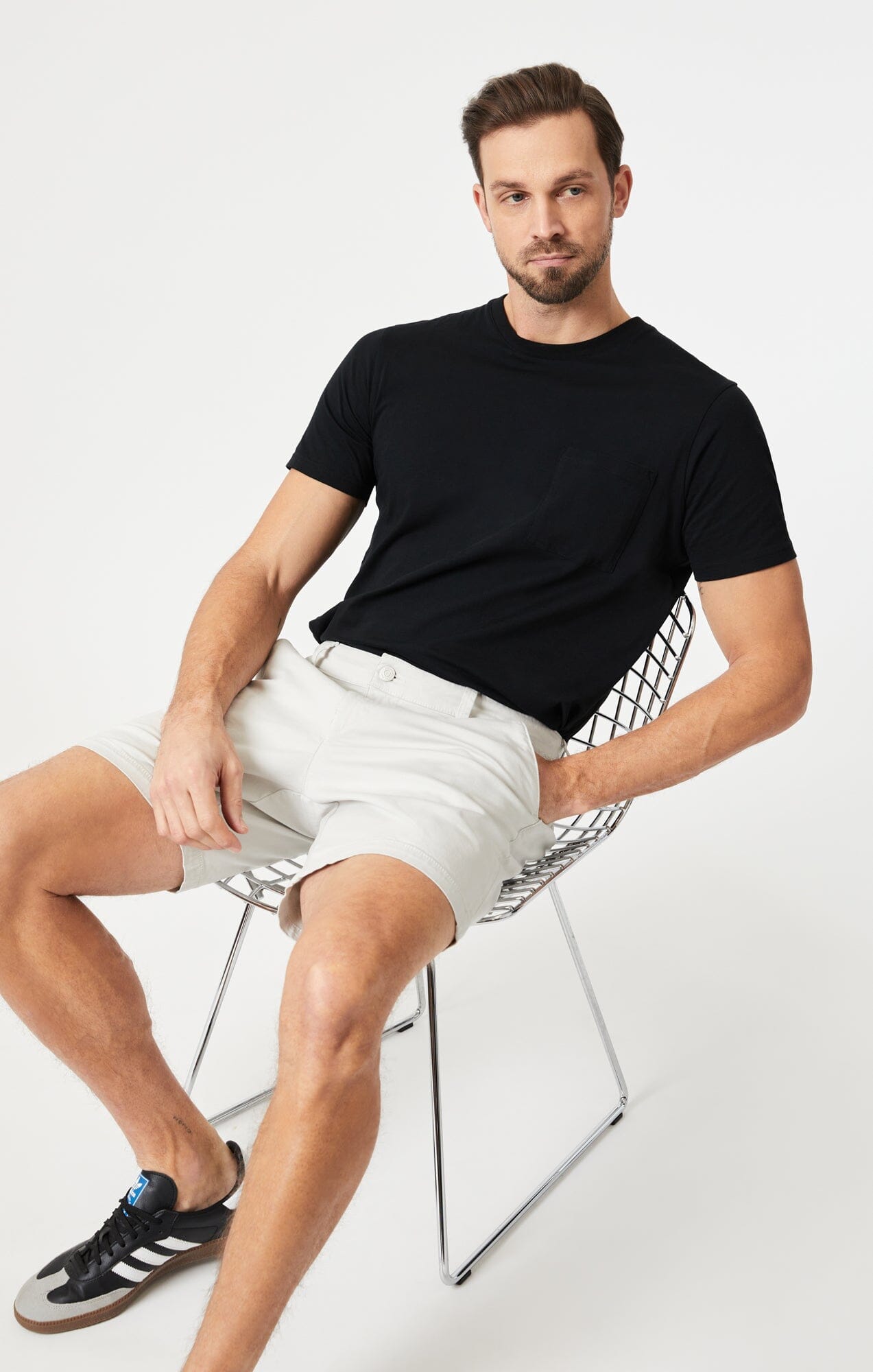 NATE SHORTS IN OYSTER MUSHROOM TWILL - Mavi Jeans
