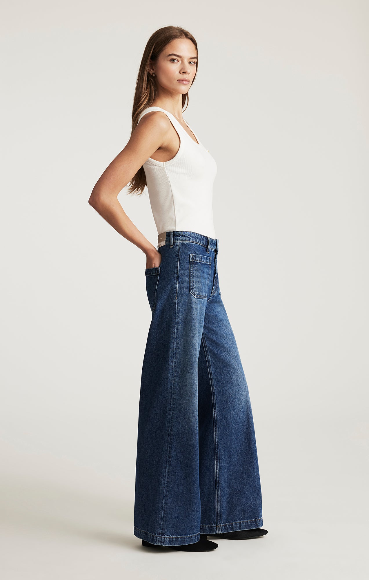 CHRISTINE WIDE LEG IN DARK BRUSHED CLASSIC DENIM - Mavi Jeans