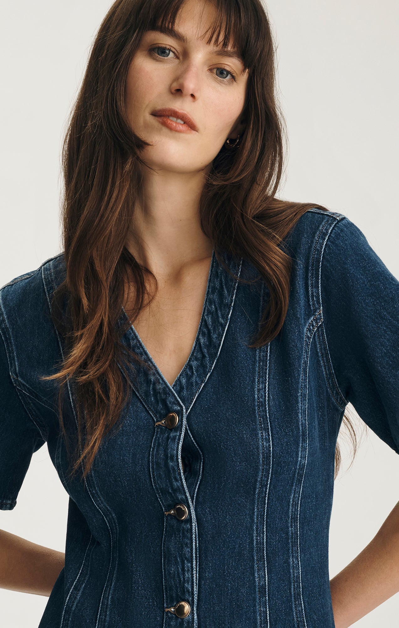 Mavi Women's Kristy Denim Dress In Dark Gold Premium Mavi Women's Kristy Denim Dress In Dark Gold Premium