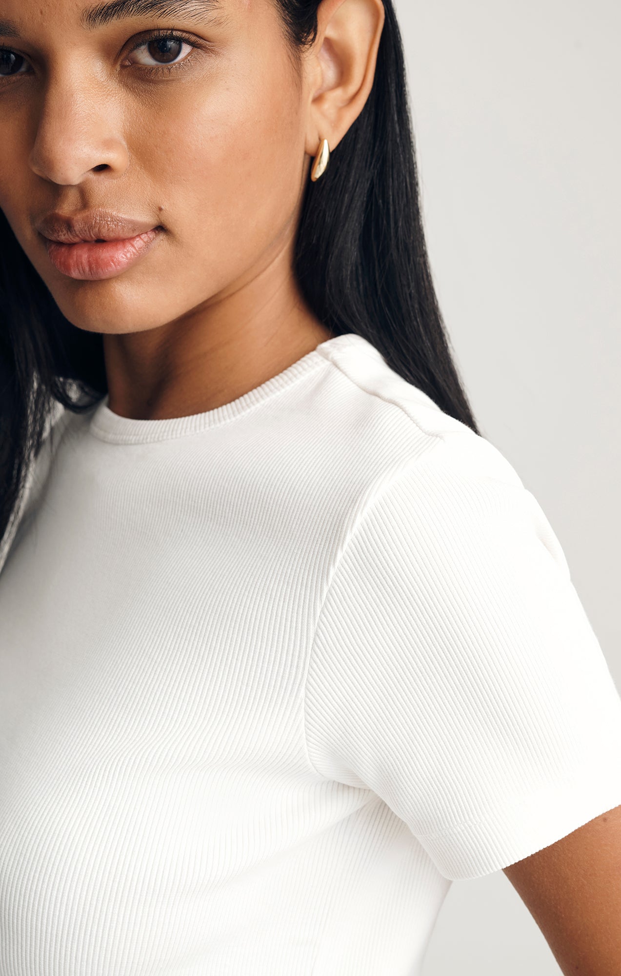RIBBED CREW NECK T-SHIRT IN WHITE - Mavi Jeans