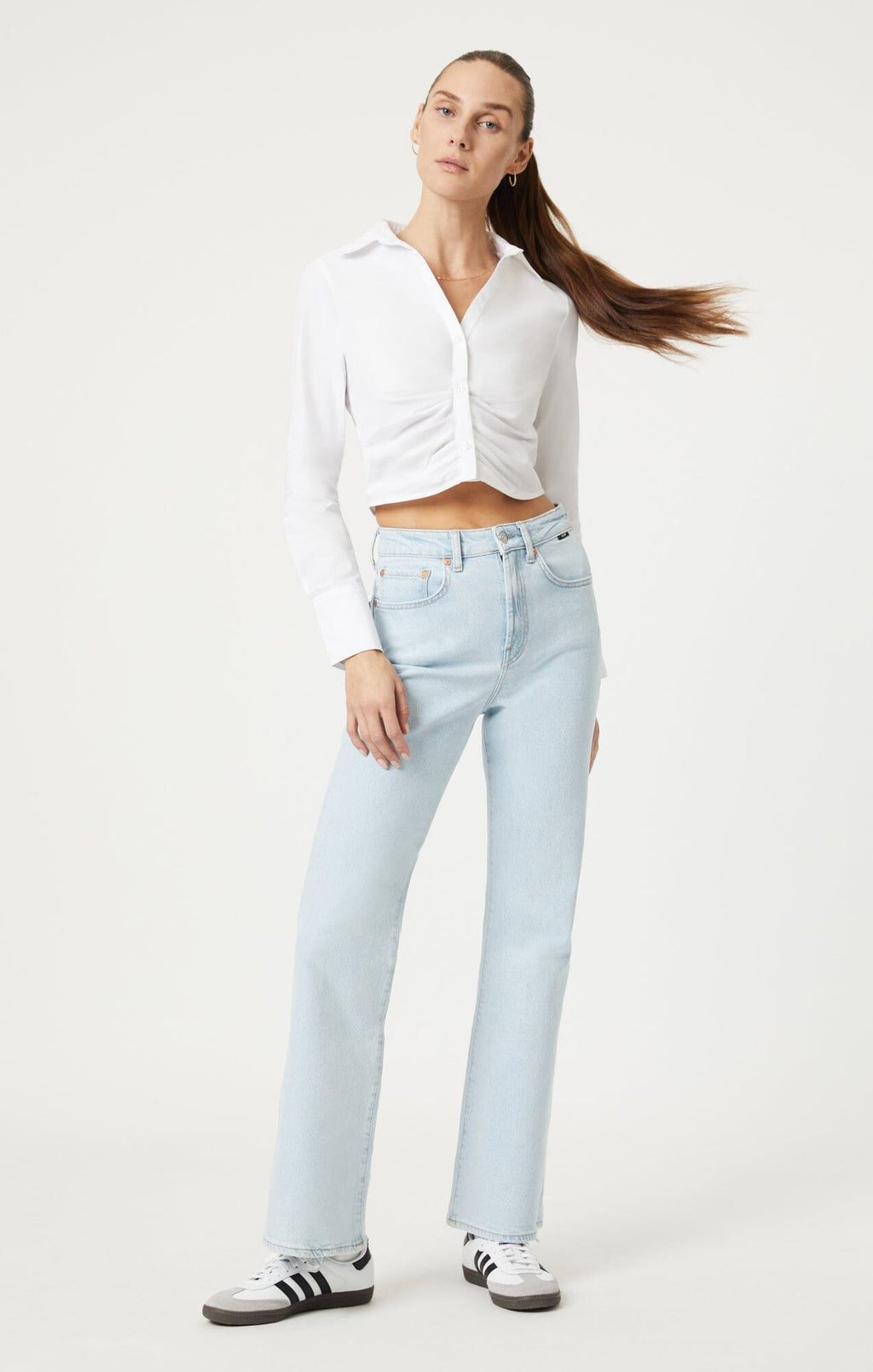 CROPPED BUTTON-UP SHIRT IN WHITE - Mavi Jeans