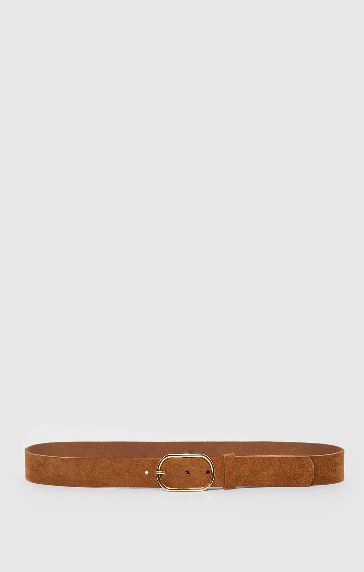 SUEDE OVAL BUCKLE BELT IN COPPER TAN - Mavi Jeans