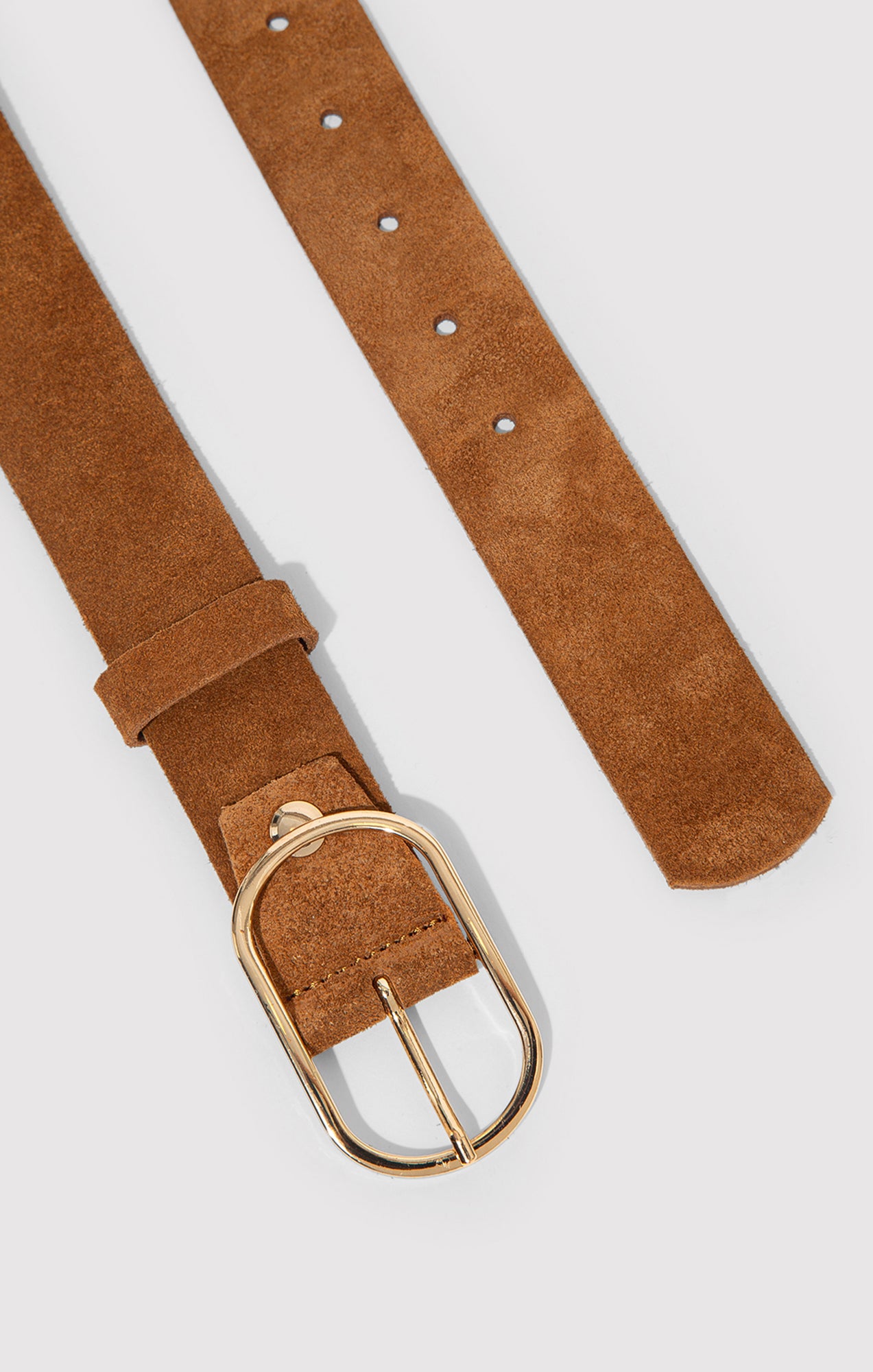 SUEDE OVAL BUCKLE BELT IN COPPER TAN - Mavi Jeans