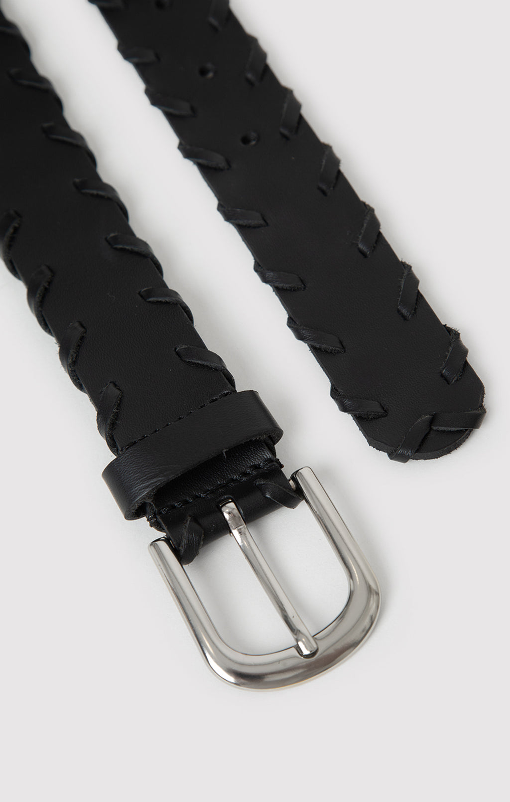 LEATHER WHIPSTITCH BELT IN BLACK - Mavi Jeans