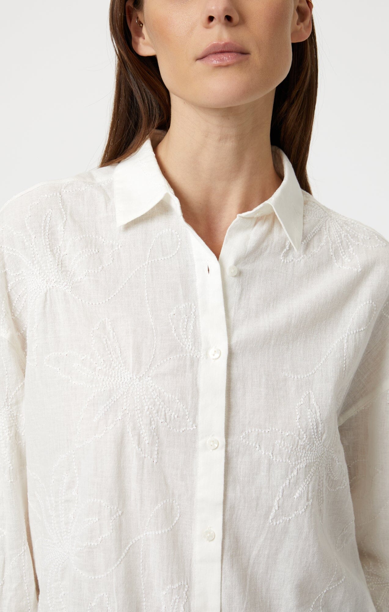 JACQUARD LONG SLEEVE SHIRT IN WHITE - Mavi Jeans