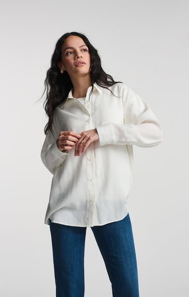 Mavi Women's Luxe Touch Button-Up Shirt In Antique White