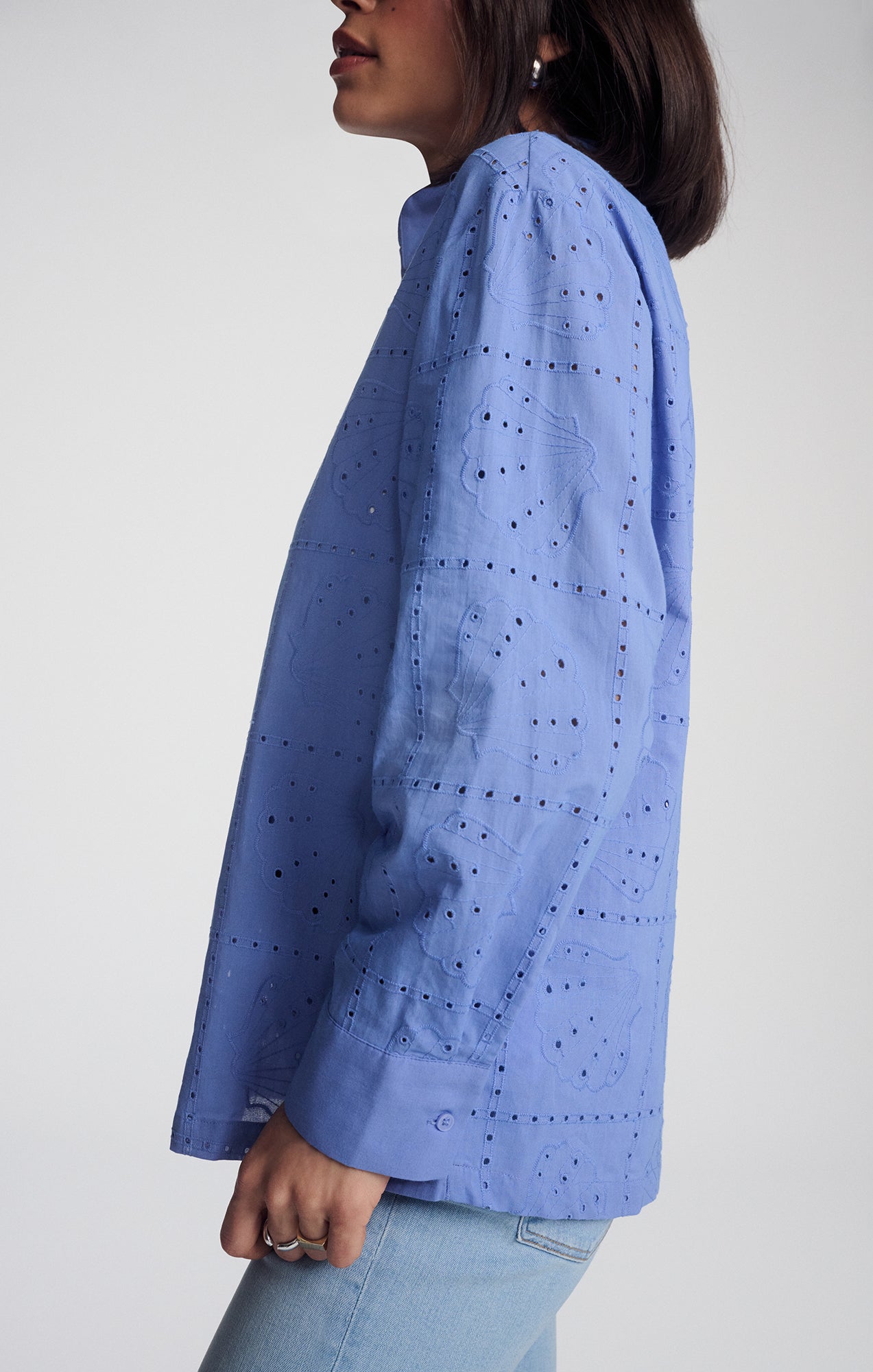EYELET BUTTON-UP SHIRT IN PERSIAN JEWEL - Mavi Jeans