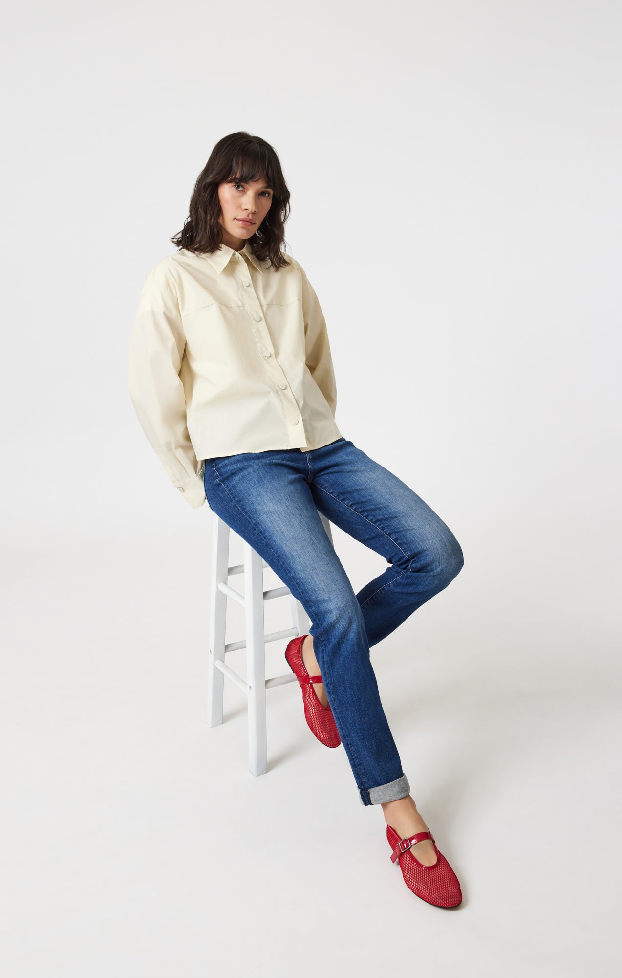KATHLEEN SLIM BOYFRIEND IN DARK BRUSHED FLEX BLUE - Mavi Jeans