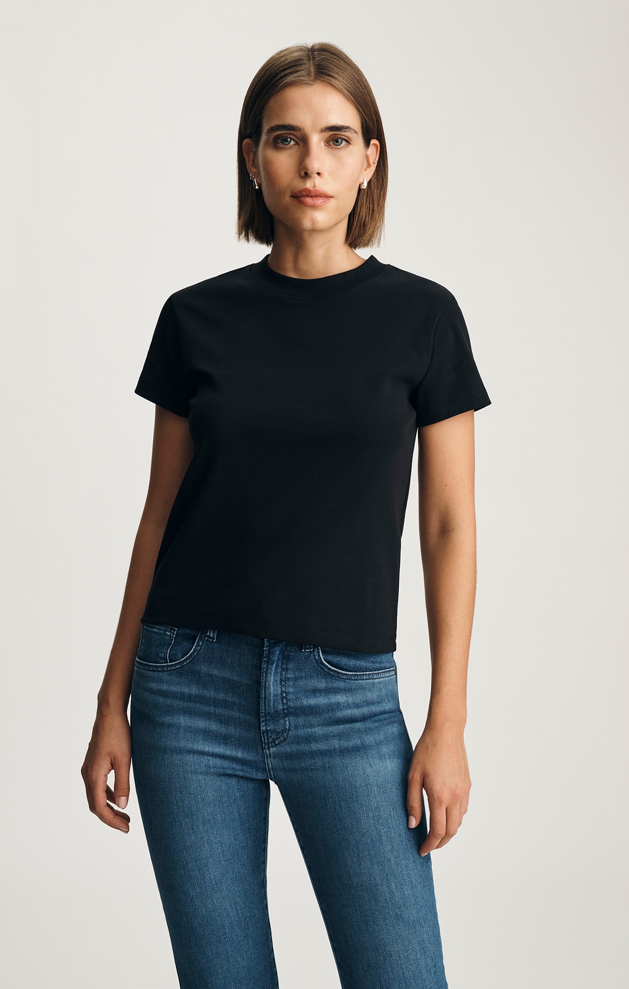 Mavi Women's Layla Ribbed Baby T-Shirt In Black – Mavi Jeans
